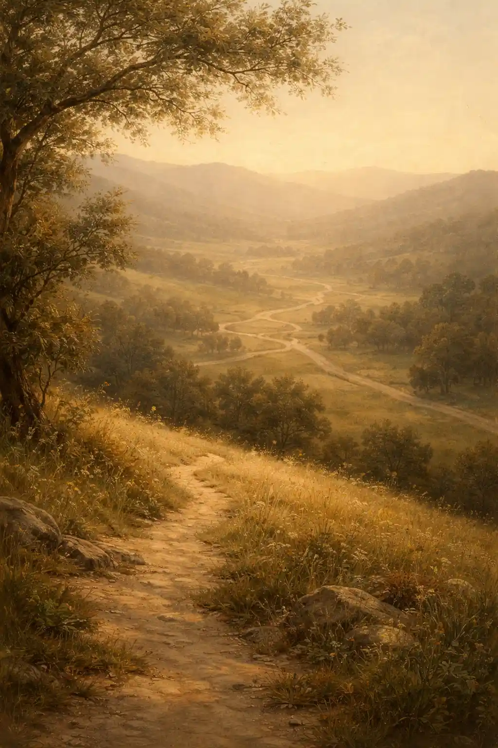 A winding path through a vast landscape